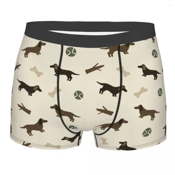 Calzoncillos Hombres Lindo Perro de Dibujos Animados Dachshund Ropa Interior Animal Divertido Boxer Shorts Bragas Masculino Suave