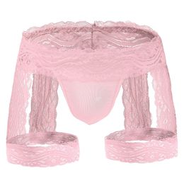 Slips Culottes Érotiques pour Hommes en Dentelle Transparente Charmante Creuse Respirante Culotte Chaude Sexy Voir à Travers des Culottes Érotiques Caleçons Boxer