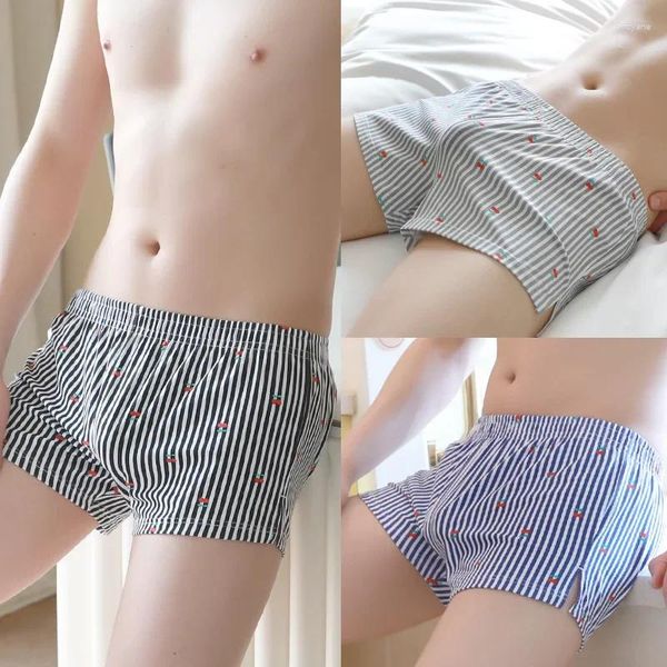 Calzoncillos Moda para hombre Amor Cereza Tendencia Compruebe la ropa interior de algodón Boxer Shorts sueltos de gran tamaño Jóvenes estudiantes Patrón de personalidad 2023