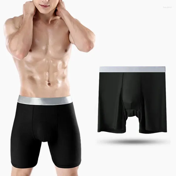 Sous-vêtements hommes Fitness Boxer Shorts coton longue extension sous-vêtements grande taille sans couture respirant musculation sport sous-pantalon