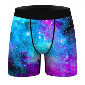 Caleçons Boxers drôles pour hommes slips espace Harajuku Galaxy 3D imprimé nouveauté Shorts sous-vêtements humoristiques hommes culottes confortables