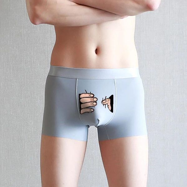 Sous-vêtements de bande dessinée drôle pour hommes hommes glace soie poche convexe Boxer Shorts sous-vêtements créatifs mâle respirant culotte taille moyenne