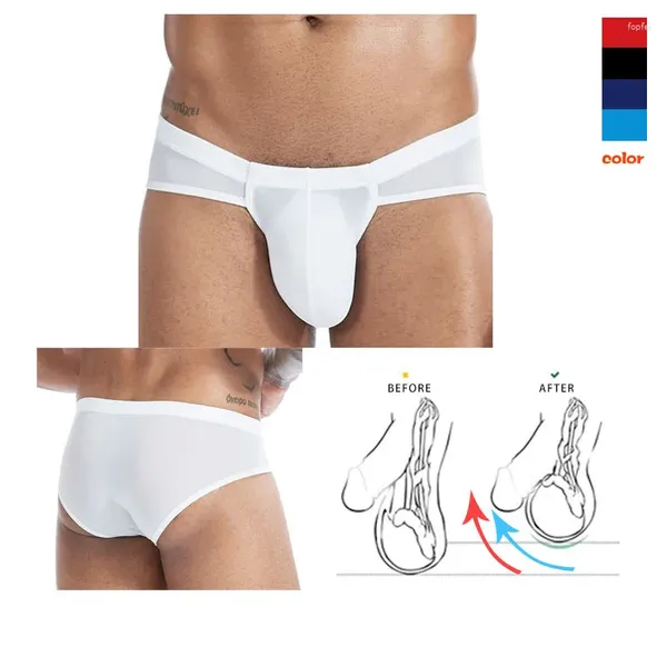 Calzoncillos Calzoncillos de hielo para hombres Bolsa grande Cómodos pantalones cortos transpirables Hombre Bulge Penis Bolsa Ropa interior Elástico Polla U-Convexo Dick Sex Boxers