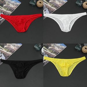 Onderbroeken Heren Ijs Zijde Grote Penis Pouch Slips Elastisch Naadloos Effen Ultradunne Ademende Ardennen Lage Taille Zacht ondergoed