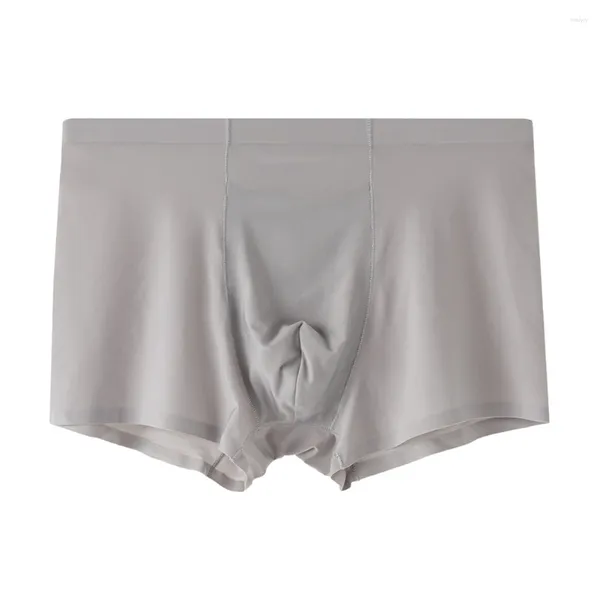 Sous-vêtements Boxer en soie glacée pour hommes, sous-vêtements sexy, culotte respirante, couleur unie, Lingerie d'été L - 3XL