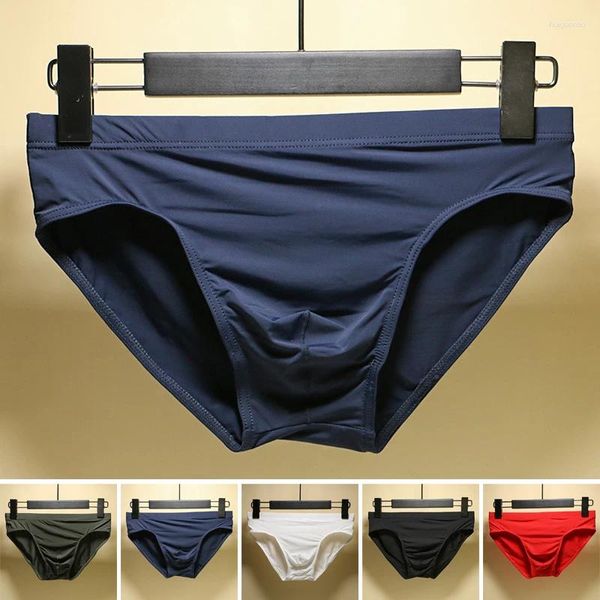 Sous-vêtements pour hommes, culotte en soie glacée, sans couture, Ultra-mince, soyeux, respirant, Transparent, taille basse, sous-vêtements confortables et frais pour hommes