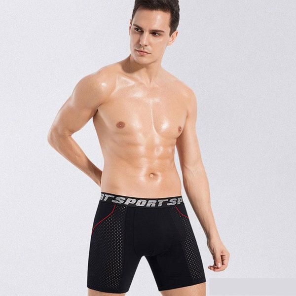 Calzoncillos de seda de hielo para hombre, ropa interior de pierna larga sin costuras, calzoncillos Boxer de secado rápido, bragas transpirables de talla grande, deportes de secado