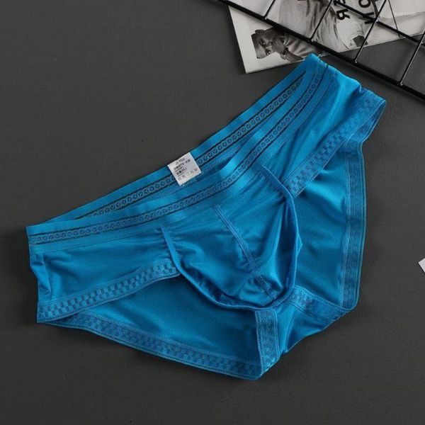 Sous-vêtements hommes sous-vêtements en soie de glace slips sexy gay slips lingerie translucide triangle taille basse