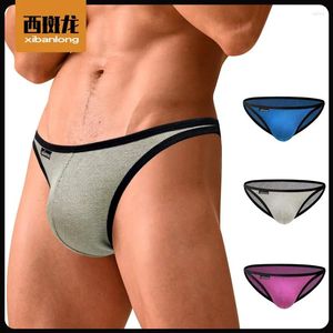 Calzoncillos para hombre, ropa interior de tiro bajo y gordo, mallas deportivas de algodón para jóvenes, triángulo de Fitness fino, transpirable, ultraelástico