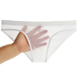 Sous-fonds des sous-vêtements pour les hommes à faible hauteur d'hommes sexy string en mailles respirant voir à travers la lingerie ultrathin bikini transparent intimates sensuelles