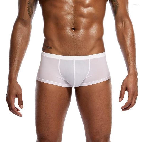 Calzoncillos Bóxer de malla para hombre, ropa interior transpirable suave, calzoncillos masculinos ultrafinos de verano, calzoncillos bóxer sólidos para hombre, calzoncillos Boxershorts