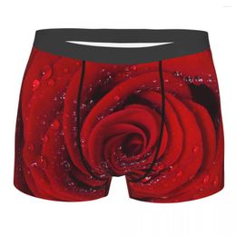 Onderbroek heren slipje boxers ondergoed rode rozenblaadjes met regendruppels sexy mannelijke shorts