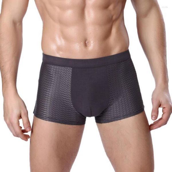 Calzoncillos para hombre, bragas de verano, transpirables, de secado rápido, Ropa interior suave, Boxer Sexy fino de seda para hombres, L-4XL, Ropa Interior para Hombres