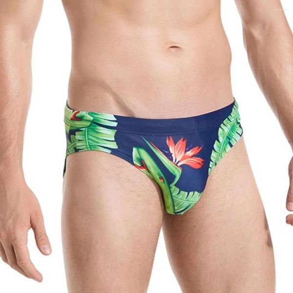 Sous-vêtements pour hommes, culotte de bain, slip Sexy imprimé, short taille basse, bonnets Anti-embarras, vêtements de plage pour hommes