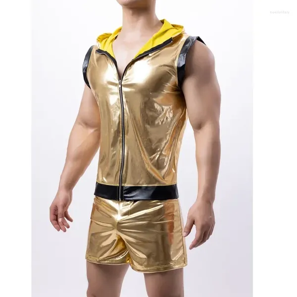 Sous-vêtements pour hommes en cuir verni costume de costume de sexe short d'or gladiateurs européens et américains