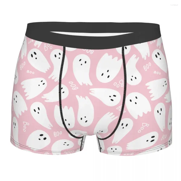 Sous-vêtements hommes rose mignon Halloween fantôme boxer shorts culotte taille moyenne sous-vêtements Boo Homme imprimé S-XXL long