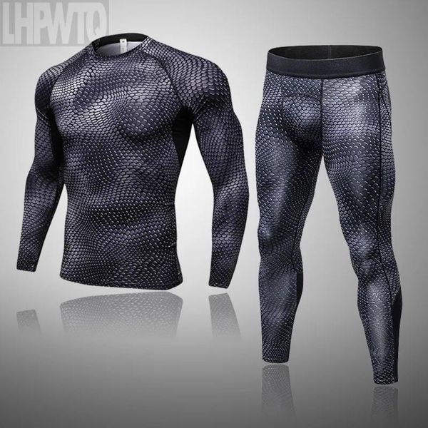 Sous-pants Men's Running Set Gym Jogging Sport Thermo Underwear Skins Compression Fiess MMA Rashgard Mâle masculin Coulages de séchage