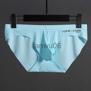 Sous-vêtements Sexy Ice Silk Underwear Briefs Bulge Big Penis Pouch Men Briefs Enhance Transparent Seamless Low Rise Underpants J230713