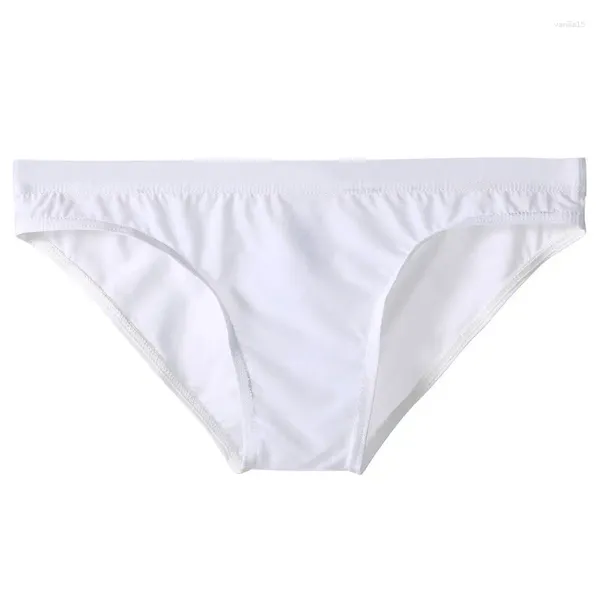 Calzoncillos Hombres Sexy Cintura Baja Seda Hielo Translúcido Bikini Flaco Transpirable Calzoncillos Color Sólido