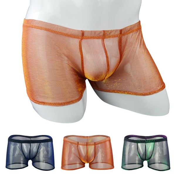 Caleçon Homme Sexy Sous-Vêtements Respirant Dentelle Symphonie Changement de Couleur Pieds Plats Tentation Transparent Boxer Briefs Jeunesse FaUnderpants