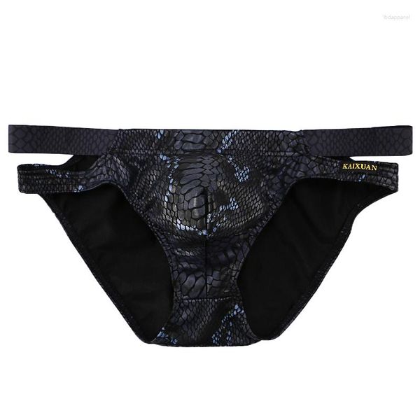 Calzoncillos Patrón de piel de serpiente para hombres Calzoncillos Bolsa sexy Bikini Ropa interior Bulge debajo de las bragas para hombres