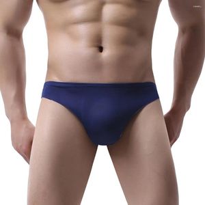 Sous-vêtements pour hommes, sous-vêtements doux et respirants, Sexy, taille basse, poche bombée, culotte courte Ultra-mince, Cueca Masculina # D