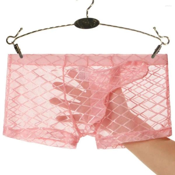 Sous-vêtements hommes doux éléphant nez boxer shorts respirant soie sexy sous-vêtements Hombre transparent gay slips lingerie tronc culotte