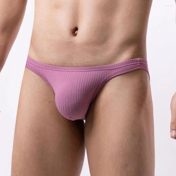 Calzoncillos Calzoncillos de hilo para hombre Ropa interior sólida Bragas de algodón sexy Bikini Breve pantalones cortos de cintura baja Peni Bolsa grande