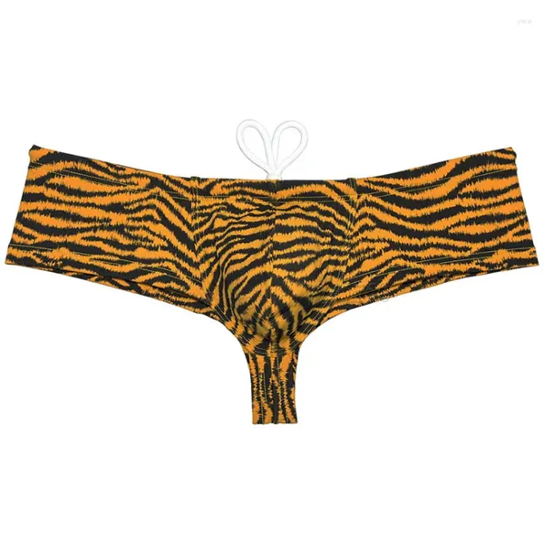 Sous-vêtements pour hommes Tiger Stripe Cheeky Boxer Maillots de bain Slips Man Board Surf Cordon de maillot de bain maigre