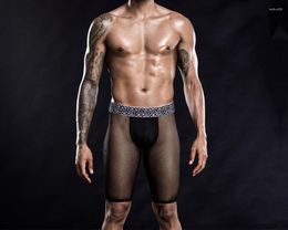 Onderbroek mannen Transparante Erotische Grappige Sexy Boxer Lange Legging Ondergoed Ademend Gay Lingerie Slipje Boxershorts