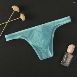 Sous-vêtements transparents pour hommes, sous-vêtements en maille fine, demi-enveloppé, pantalon triangulaire, taille basse, sac sexy, culotte respirante pour jeunes
