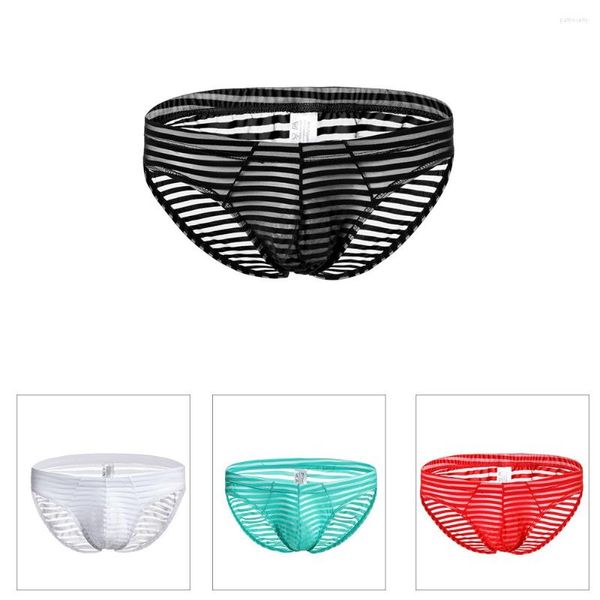 Calzoncillos Bragas triangulares para hombres Patrón de rayas clásicas Malla Elástica Calzoncillos jóvenes Ropa interior transparente Artículos