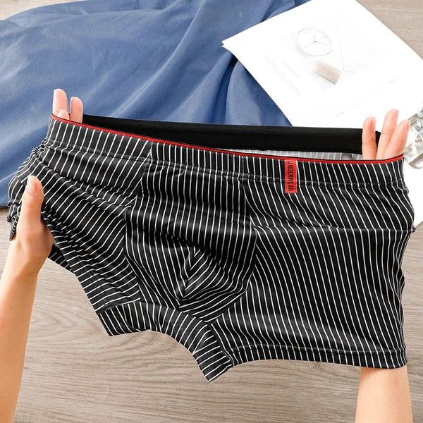 Calzoncillos Ropa interior para hombres Calzoncillos boxer transpirables antibacterianos Pantalones sueltos deportivos a rayas con cabeza