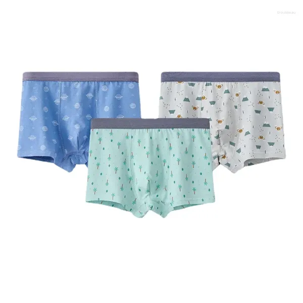 Calzoncillos Ropa interior para hombres Boxers de algodón para niños Pantalones cortos sueltos y transpirables y modelos de cabeza corta para adolescentes.