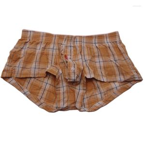 Caleçon sous-vêtements pour hommes respirant slips amples taille basse Sexy Plaid fait maison pantalon coton camarade mode Boxer