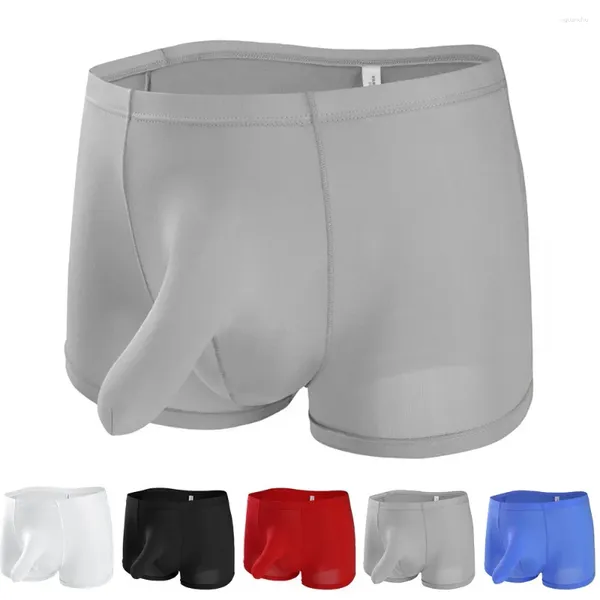 Calzoncillos Ropa interior para hombres Calzoncillos cortos impresos Troncos de nariz de elefante Súper suave Cómodo Seda de hielo Bolsa de bulto de cintura baja