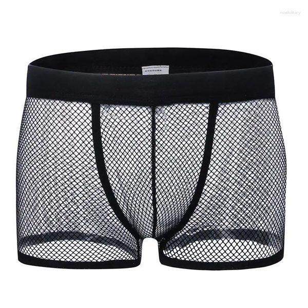 Cuecas masculinas cuecas sexy boxers transparentes shorts respiráveis de cintura baixa