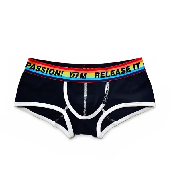 Sous-vêtements pour hommes sous-vêtements taille basse sexy couleur unie noir et blanc basique arc-en-ciel indépendant capsule design boxer