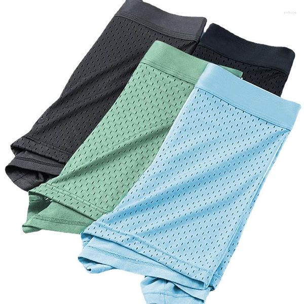 Calzoncillos Ropa interior para hombres Malla Transpirable Aire acondicionado Pantalones Seda de hielo Ángulo plano Pantalones cortos de secado rápido y