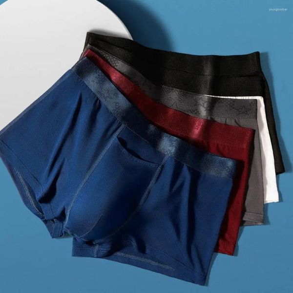 Calzoncillos Ropa interior para hombres Modal Boxer Shorts Color sólido Transpirable Estudiante juvenil Pantalones de esquina plana Tronco