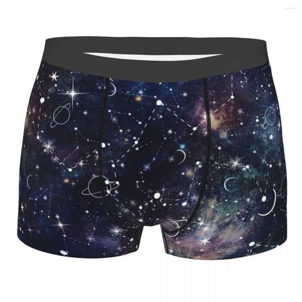 Sous-vêtements pour hommes, sous-vêtements de nuit, planète et étoiles, Constellation, galaxie, imprimé, Boxer, culotte élastique pour hommes