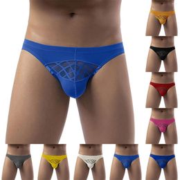 Sous-vêtements pour hommes Sous-vêtements Couleur unie Taille moyenne Creux Soie Longue jambe Hommes Hommes Bikini Massage