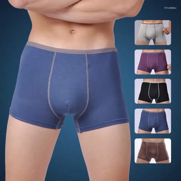 Calzoncillos Ropa interior para hombres con glúteos transpirables y bolsa convexa en forma de U sexy Diseño de esquina plana Pantalones de cintura media Modal grande