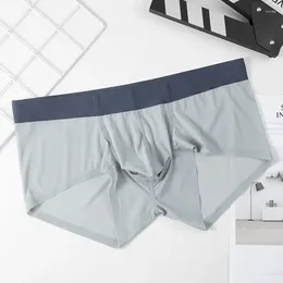 Sous-vêtements Sous-vêtements pour hommes Jeunesse Soie de glace Boxer sans couture Ultra-mince Respirant Séchage rapide Lâche Boy Sexy U Poche convexe