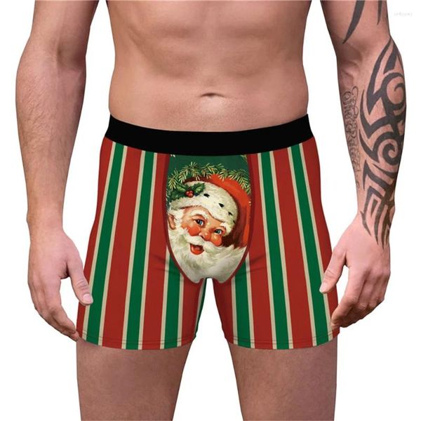 Caleçons pour hommes, sous-vêtements de noël laids en 3D, imprimés amusants, boxers de noël, nouveauté, caleçons humoristiques