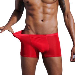Sous-vêtements hommes sans couture en nylon glace soie boxer slips sous-vêtements troncs transparent confortable ultra mince hommes pantalons d'angle plat