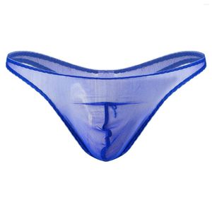 Caleçons hommes transparent maille t-back respirant poche bombée slips taille basse tongs Lingerie sous-vêtements