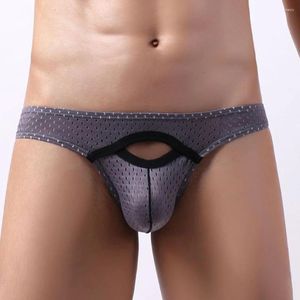 Sous-vêtements hommes Sexy slip taille basse slips u-bulge poche culotte culotte évider Gay Bikini mâle U convexe sous-vêtements doux