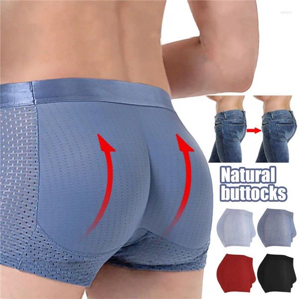 Men de sous-pants Men Sexy Bufter Panties Agrandir Push Up Up Rovable Pad Boxer Underwear Butt-Enhancing Trunk Shorts masculins Briefs