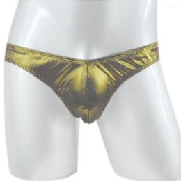 Slip hommes Sexy brillant poche de renflement G-String t-back sous-vêtements slips Gay améliorer pénis culotte élastique mâle Lingerie